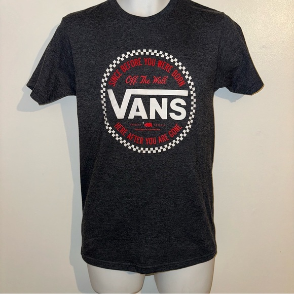 Men’s vans graphic T-Shirt heather gray with red and white logo size small 🆕 - Picture 1 of 12